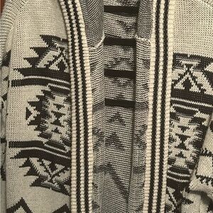 Ecote Gray and Black Patterned Cardigan Sweater
